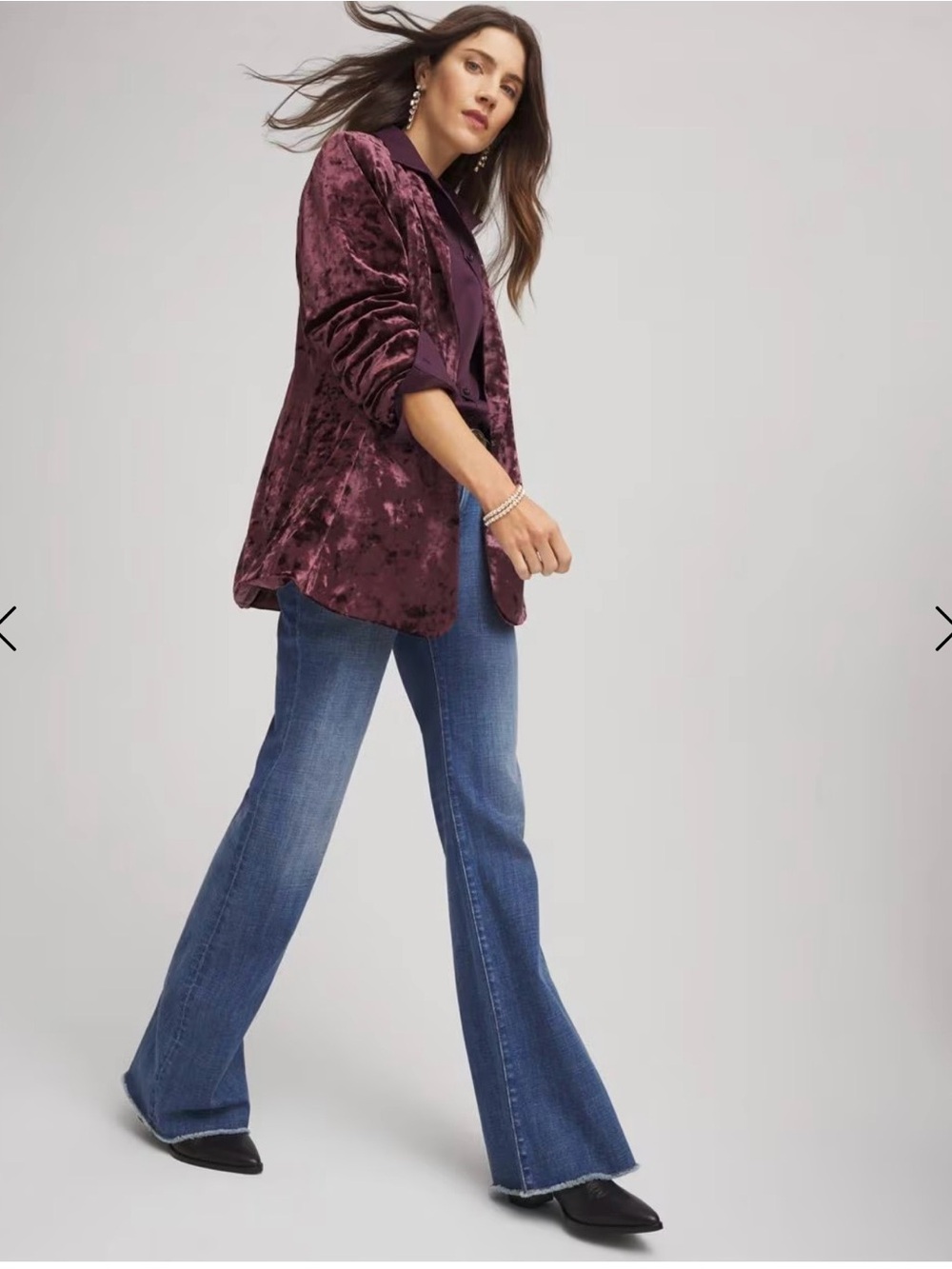 Chico's Plush Velvet Blazer - eggplant